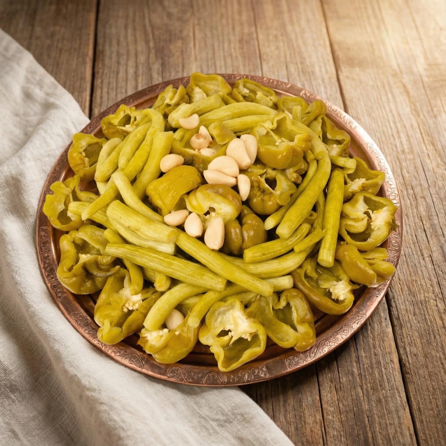 Acur + Biber Acılı Karışık Turşu 5 Litre – Gaziantep Usulü, Doğal & Katkısız