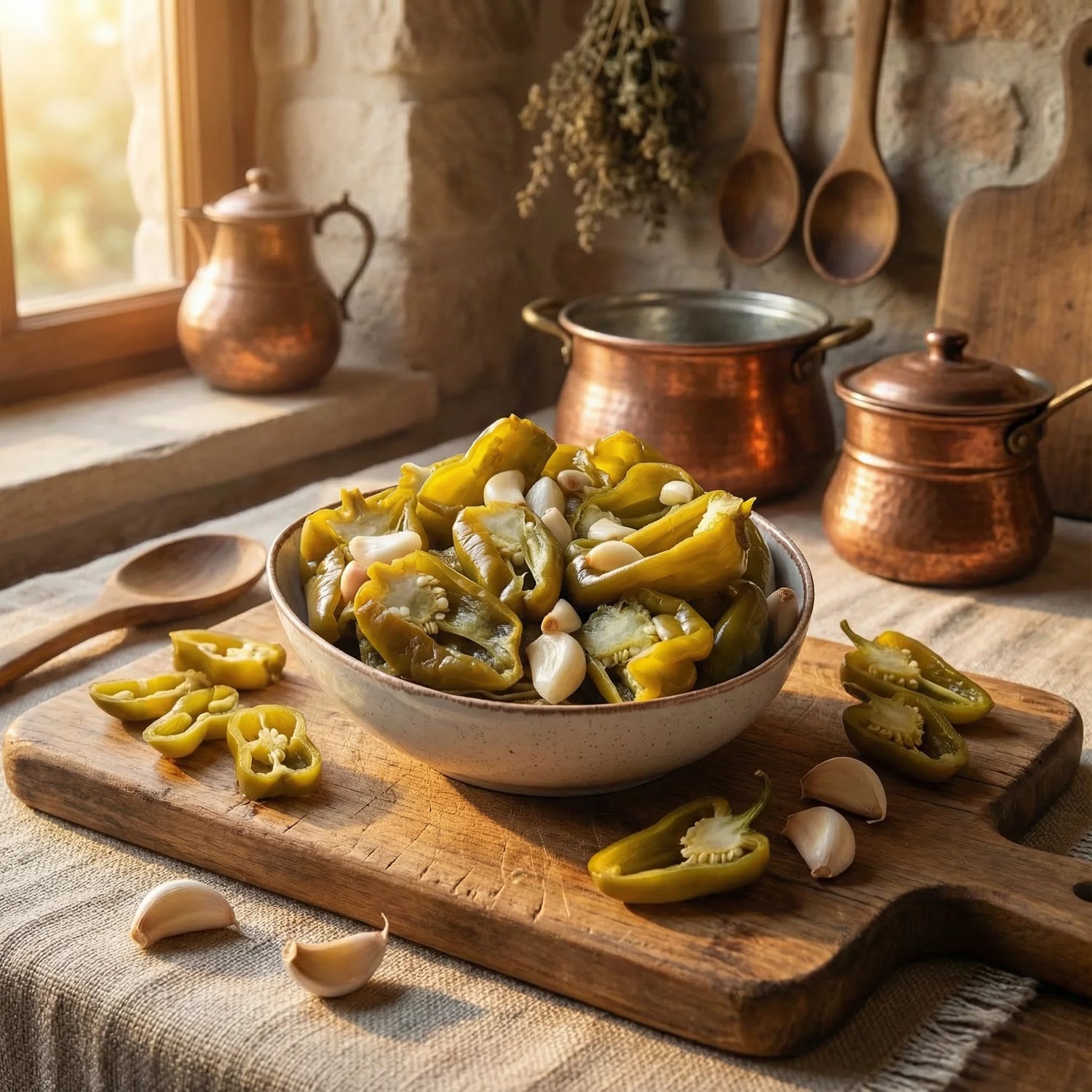 Az Acı Biber Turşusu 1000cc Cam Kavanoz – Ev Yapımı Antep Usulü