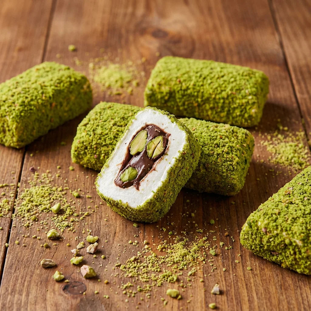 Toz Fıstıklı Çikolatalı Lokum 500 g – Yumuşak Lokum, Bol Fıstık ve Çikolata Kaplama