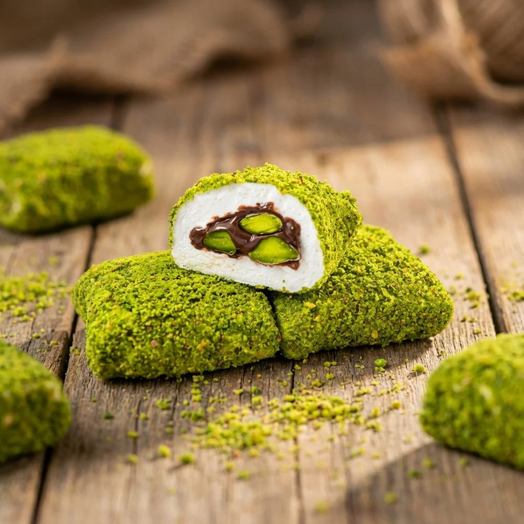 Toz Fıstıklı Çikolatalı Lokum 500 g – Yumuşak Lokum, Bol Fıstık ve Çikolata Kaplama