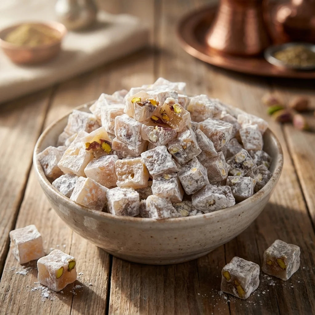 Gaziantep Çifte Kavrulmuş Fıstıklı Lokum 500 g – Bol Fıstıklı, Geleneksel ve Taze