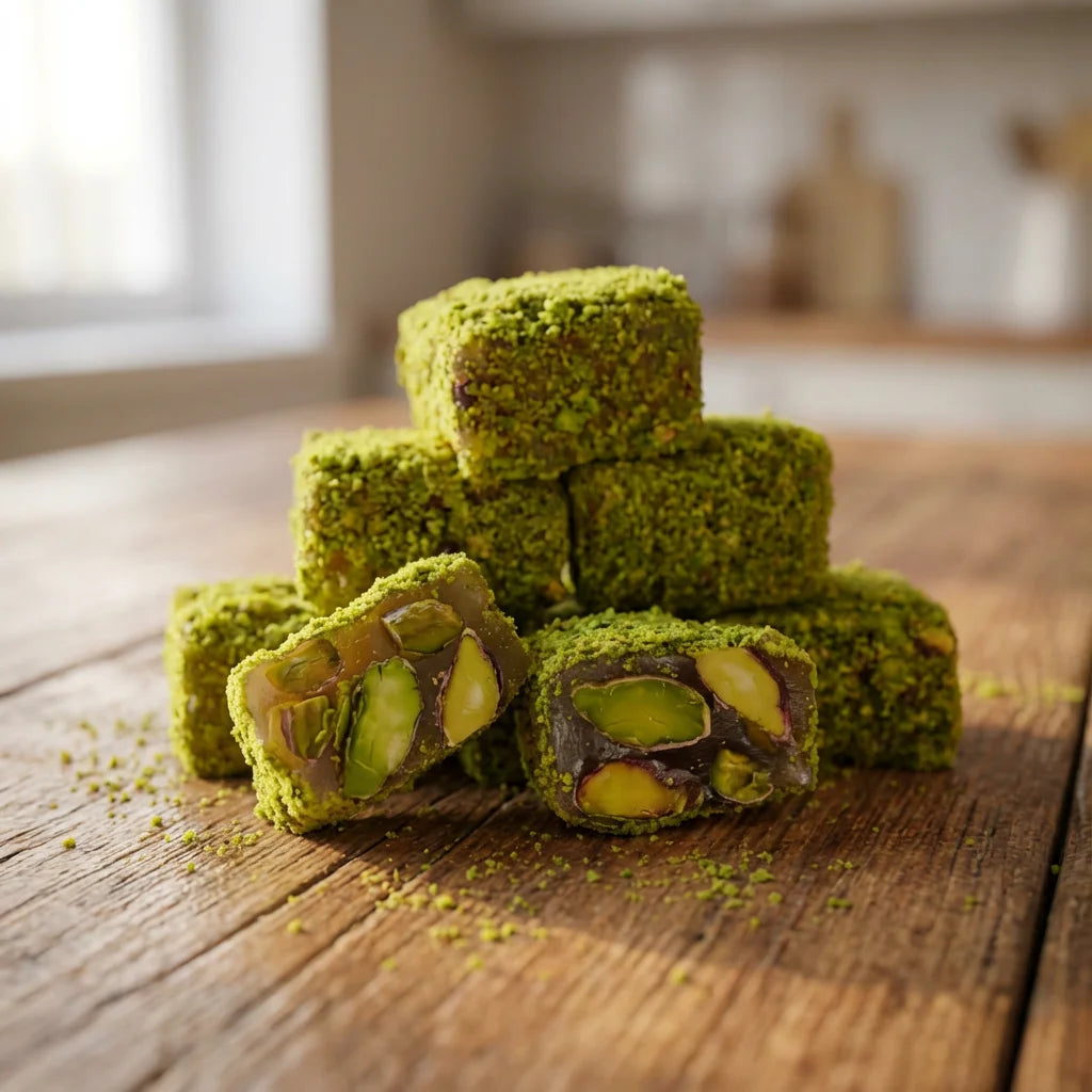 Fıstıklı Kare Dilim Lokum 500 g – Geleneksel Üretim, Bol Fıstıklı