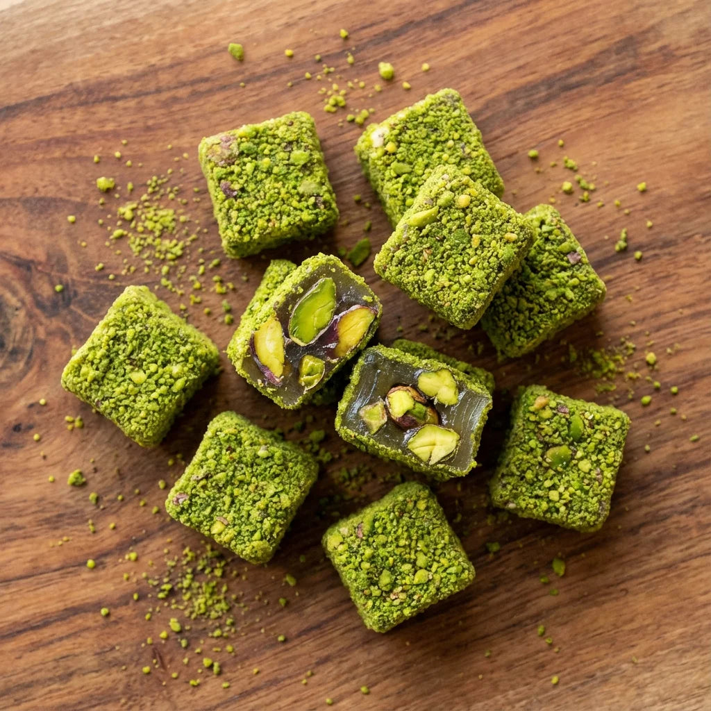 Fıstıklı Kare Dilim Lokum 500 g – Geleneksel Üretim, Bol Fıstıklı