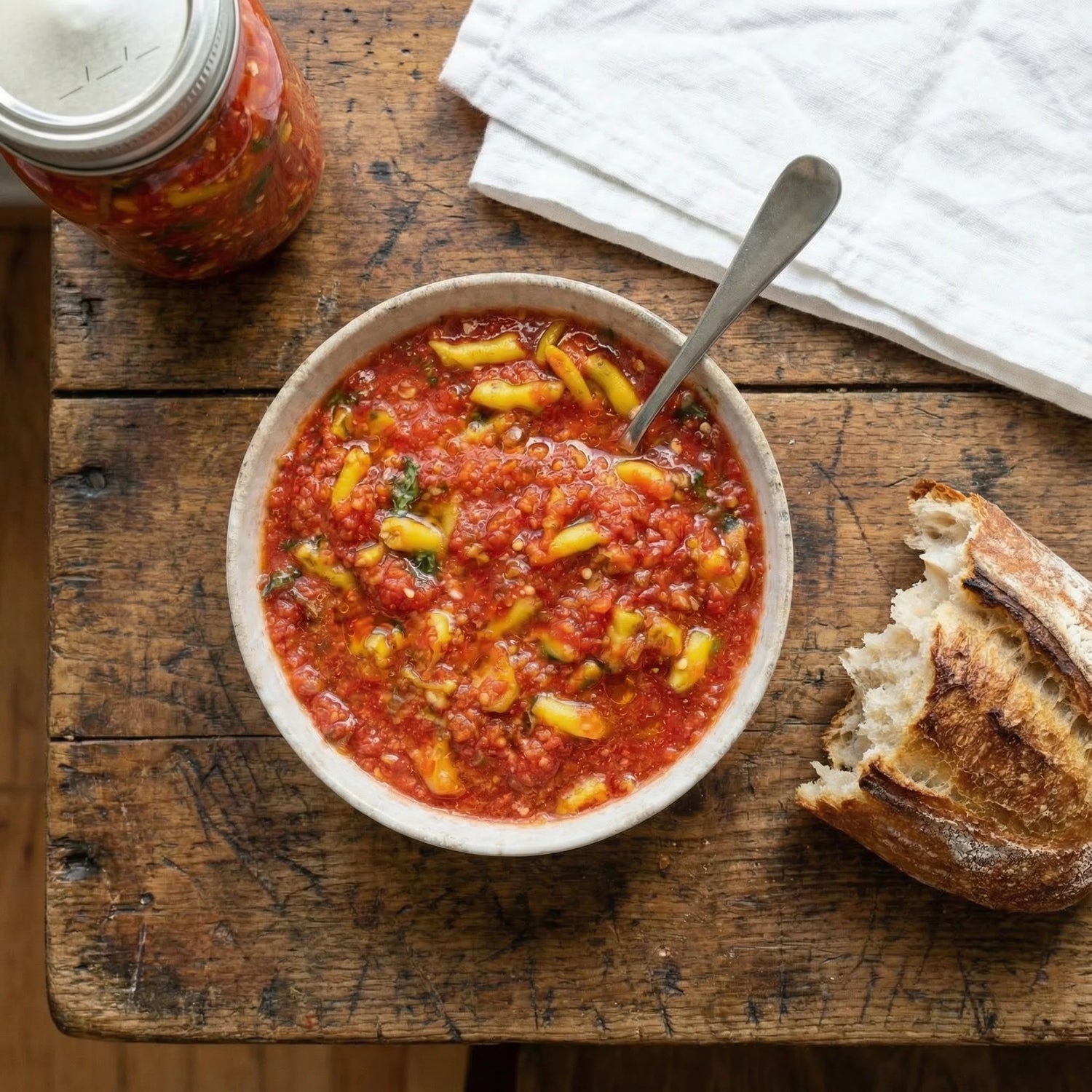 Acı Sivri Biberli Domates Turşusu 1000cc Cam Kavanoz – Gaziantep Usulü