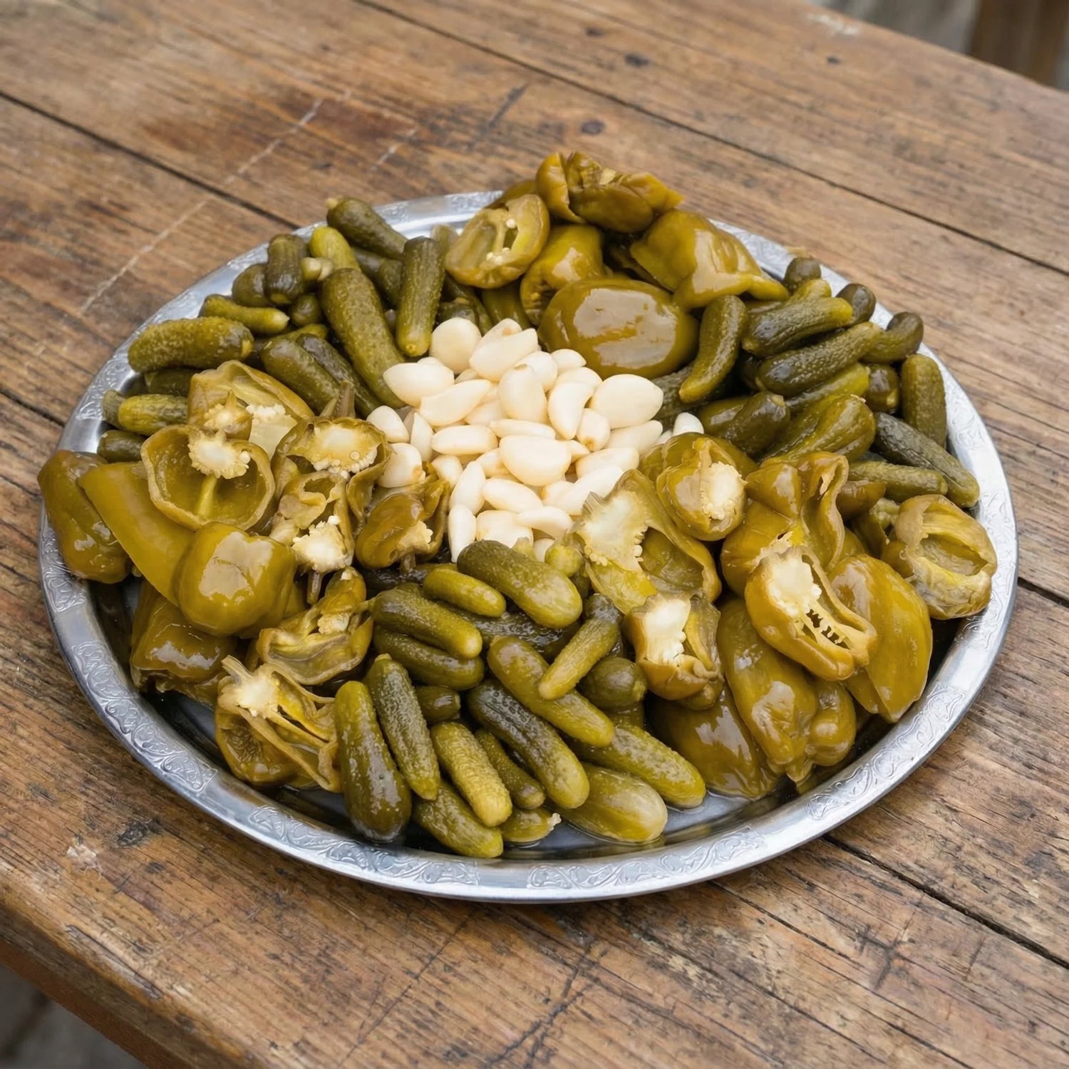 Acı Biber + Kornişon Karışık Turşusu 5 Litre – Gaziantep Usulü, Doğal & Katkısız